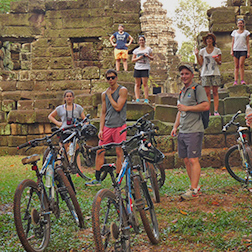 Students cycling on a school program
